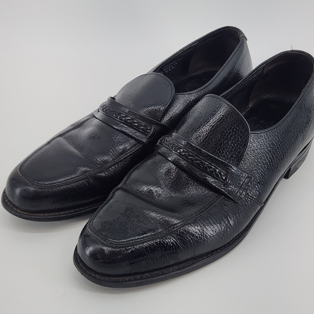 Men's Penny Loafers Size 10C Black Leather Dress Shoes‎ Goodyear Welt USA